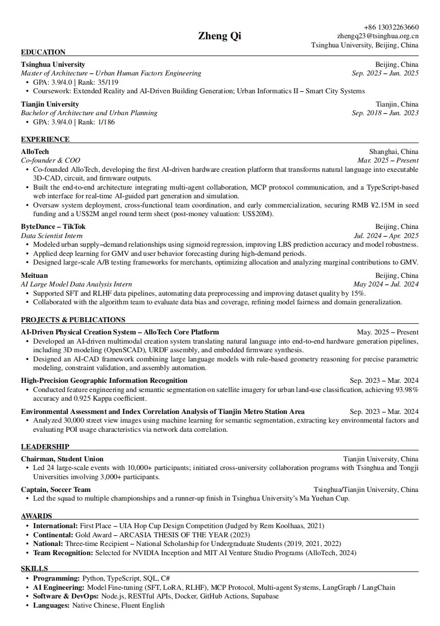 ZHENG QI CV Preview